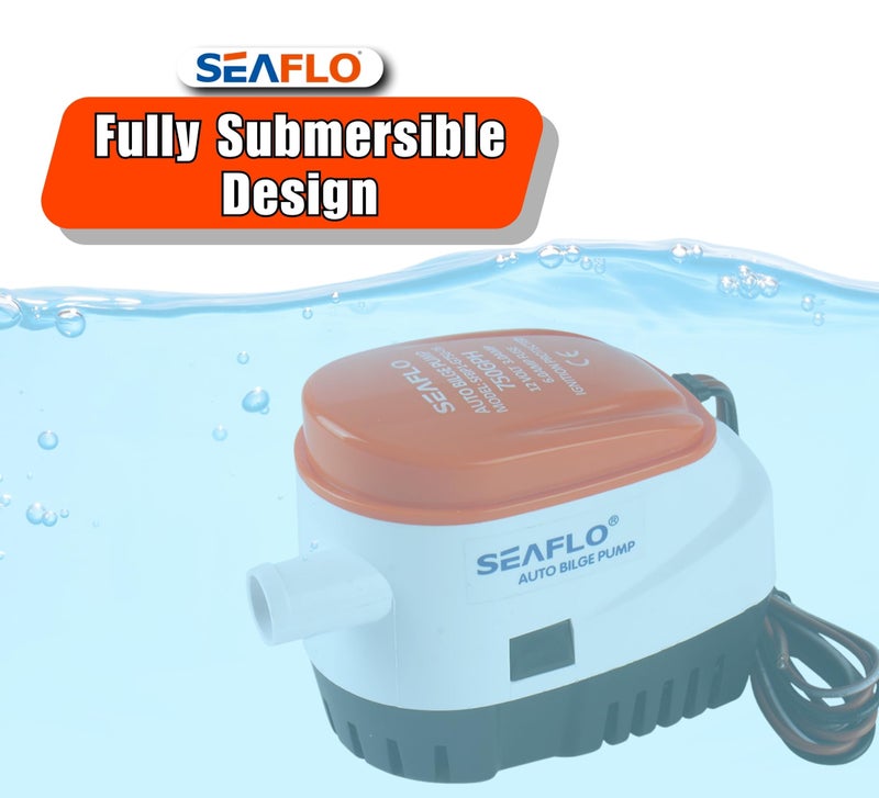 SEAFLO 06-Series Automatic Bilge Pump - 12V DC, 750 GPH, Built-In Float Switch, Fully Submersible, Marine-Grade Durable Construction, Easy Installation for Boat and Marine Applications - Image 3